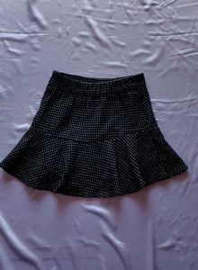 Black Dotted Mini Skirt