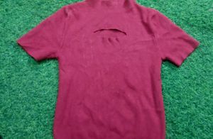 Burgundy Cut-Out Knit Top