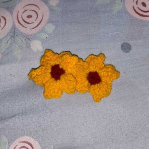 Crochet Sunflower Hair Clip