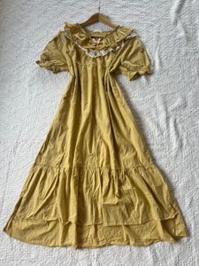 Yellow Ruffle Collar Maxi Dress