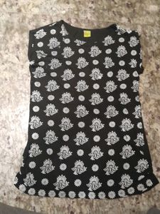Black &amp; White Madhiya Printed T-shirt, Size - S