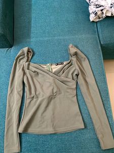 Green Falling Neck Top