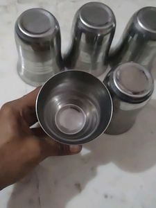 Five Stainless Steel Glasses
