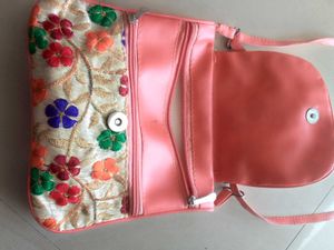 Floral Embroidered Sling Bag