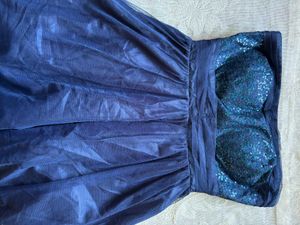 Stunning Navy Blue Sequin Strapless Cocktail Dress