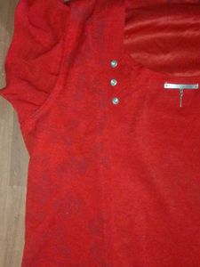 Overcoat Attached Red Top