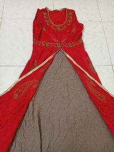 Red and brown combo long kurta/gown
