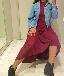 Burgundy Halter Neck Dress