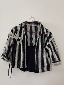 Striped Knit Top with Flower Detail