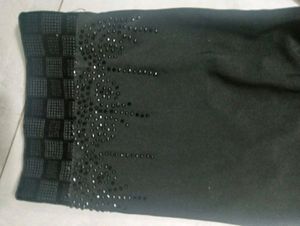 Black Abaya With Stone Work