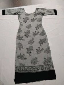 Grey Floral Print Kurti