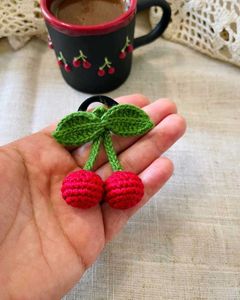 Crochet Cherry Hair Tie