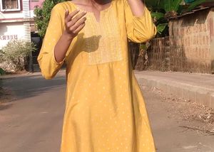 Mustard Kurti with Delicate Embroidery