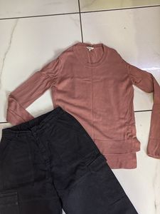Pink Top &amp; Black Cargo Pants