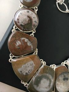 92.5 Sterling Silver Unique Stone Necklace