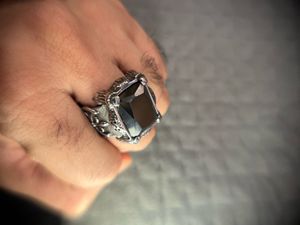 Mens Biker Black Gem Ring