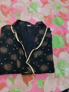 Elegant Black Printed Kurta