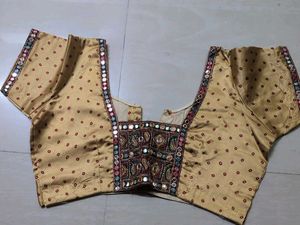 Golden Embellished Saree Blouse