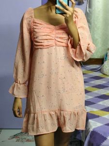 Pink Floral Ruffle Mini Dress