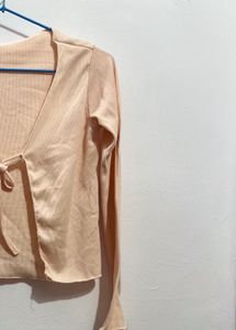 Peach Tie-Front Top