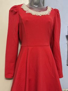 Pintrest Red Long Sleeve Mini Dress