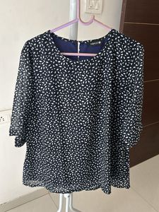 FabAlley Sheer Leaf Print Blouse