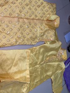Boy&#39;s Yellow Embellished Sherwani