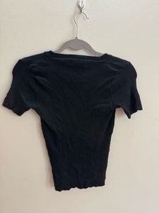 Thailand Imported-Black Ribbed Knit Top