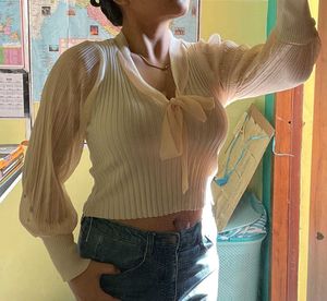 Chic Cream Tie-Front Top