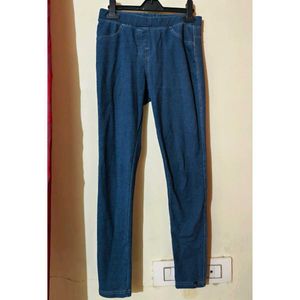 Skinny Cotton Denim-Look Leggings – Stylish &Comfy