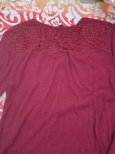 Pretty Lacy Wine Red Top🍷