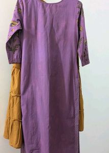 Purple &amp; Mustard Yellow Printed Kurta with Sharara