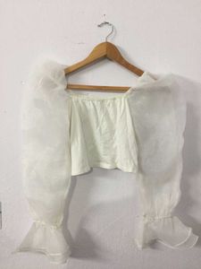 Sheer Sleeve Crop Top