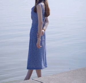 Blue Cowl Neck Floral Bodycon Korean Dress