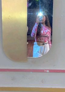 Swirl Print Long Sleeve Crop Top