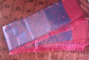 Vintage Blue & Pink Fringe Scarf