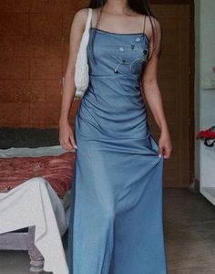 Classy Pinteresty Blue Maxi Dress Y2k Coquette
