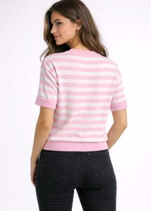 blush pink &amp; ivory classic white knit top 🩷