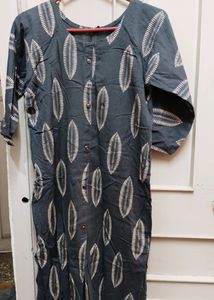 Grey Gold Foil Printed Kurti