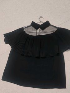 Sheer Black Top with Collar