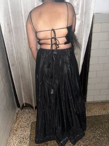 Beautiful Black Crepe Lengha