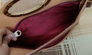 Maroon Handbag with Floral Detail