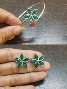 Green Flower Jewelry Set