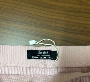 bershka baby pink slit skirt