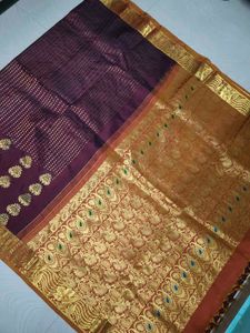 Elegant Purple & Gold Pure Kanjivaram Silk Saree