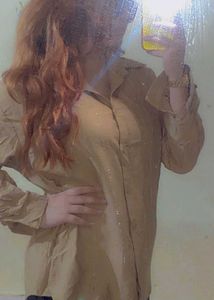 Elegant Tan Button-Down Shirt