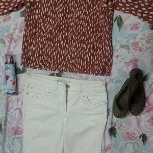 White Embellished Jeans