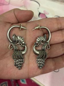 Peacock - Silver Finish earrings