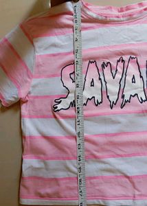 Pink&amp;White Loose Fit Crop T-shirt