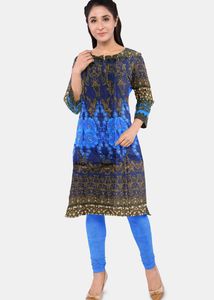 Elegant Blue Floral Kurta Unstitched